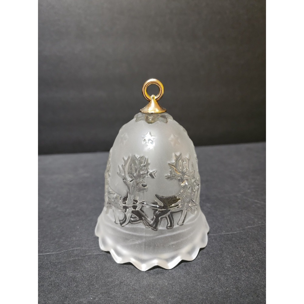 Mikasa Frosted Crystal Christmas Bell Silent Night Scene 5 1/4" Tall Germany